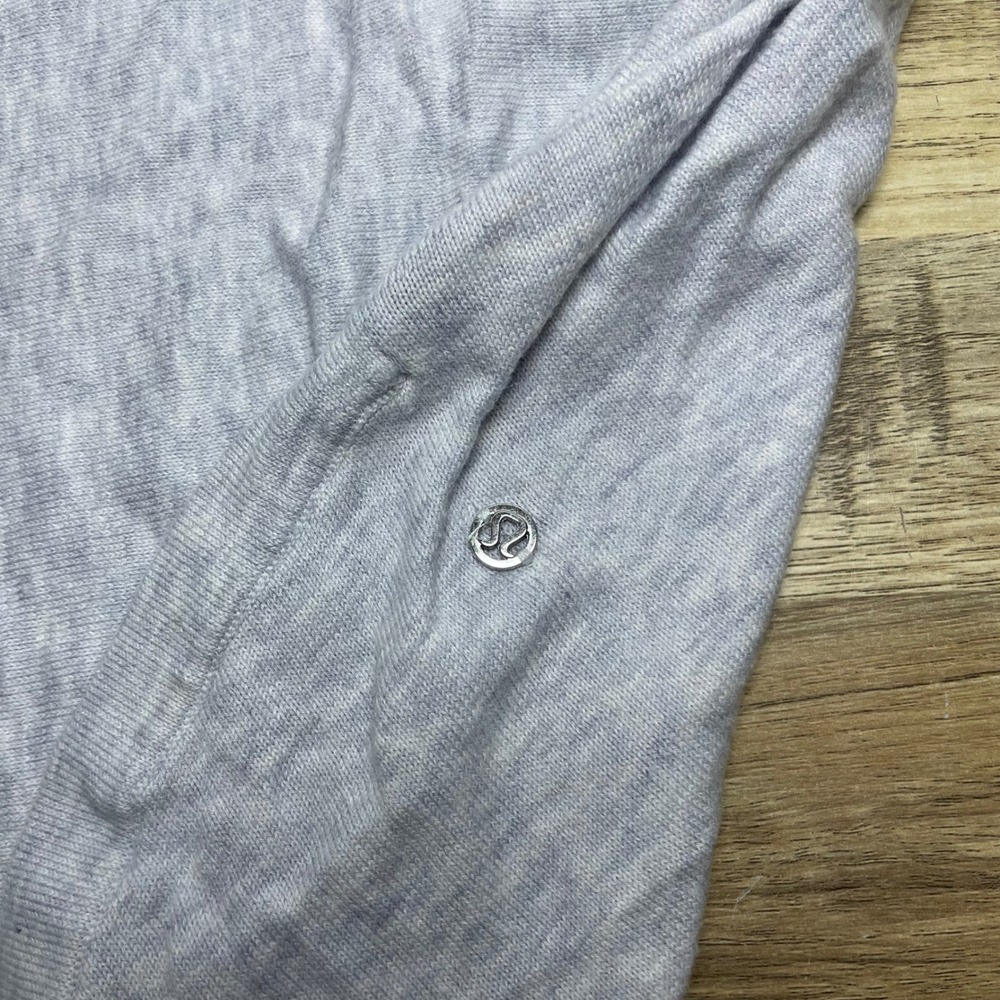Lululemon Women's Heathered Light Grey Cotton Boat Neck Long Sleeve Top Size 4 - Picture 5 of 8